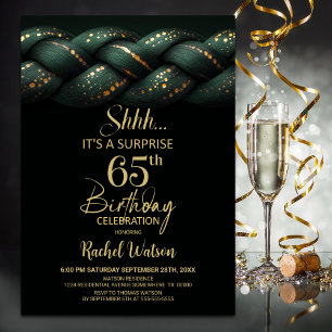 Invitation Green Gold Braid Surprise 65e anniversaire