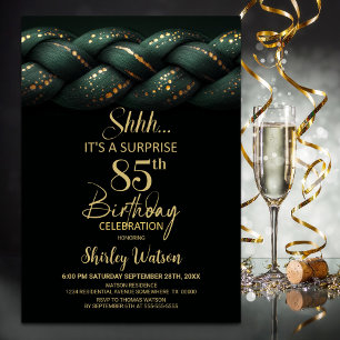 Invitation Green Gold Braid Surprise 85e anniversaire