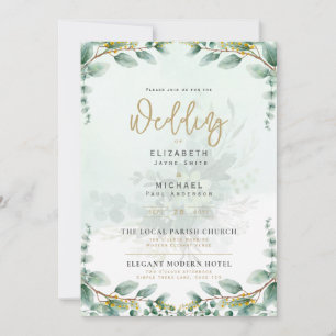Invitation Green Gold PHOTO Mariage Inviter LeahG