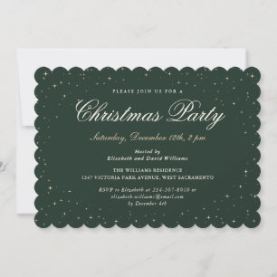 Invitation Green Gold Starry Fête de Noël