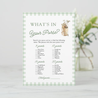 Invitation Green Golf What's In Your Purse Baby Shower Game