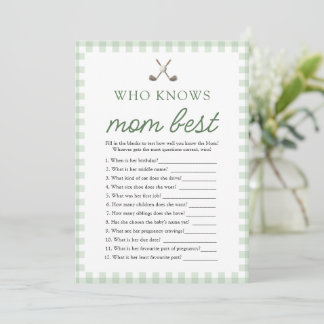 Invitation Green Golf Who Knows Mom Best Baby Shower Game