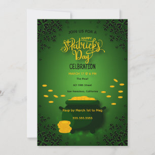 Invitation Green Happy St Patrick's Celebration Gold Pot