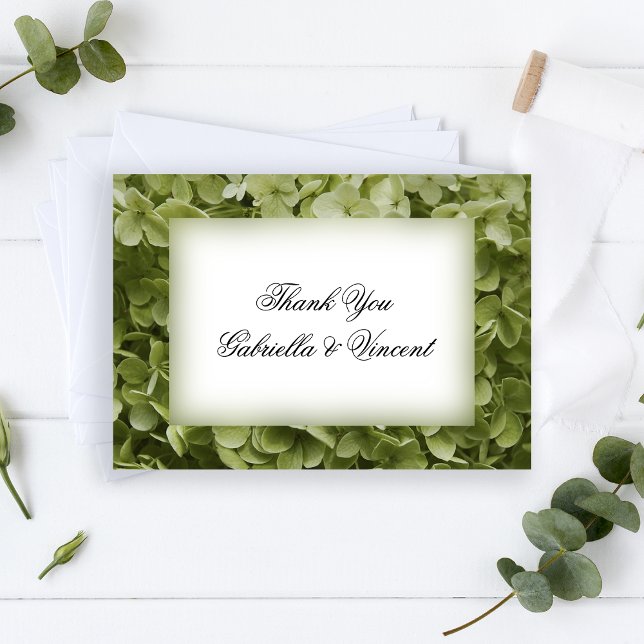 Invitation Green Hydrangea Flower Mariage Merci Notes (Créateur téléchargé)