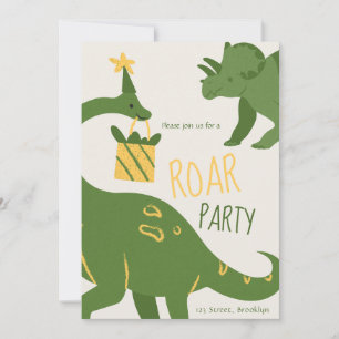 Invitation Green Illustration Roar Anniversaire Fête Invitati