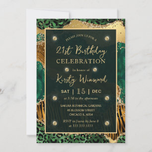 Invitation Green Jungle Safari Parties scintillant Agate 21e