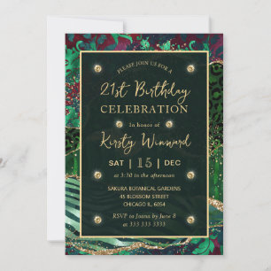 Invitation Green Jungle Safari Parties scintillant Agate 21e 