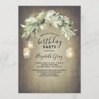 Green Mason Jar illumine Rustic Birthday Party