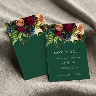 Invitation Green Moody Floral Bourgogne Mariage Enregistrer l