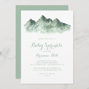 Invitation Green Mountain Country Calligraphy Bébé Sprinkle