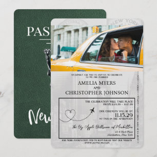 Invitation Green New York City Passport Mariage