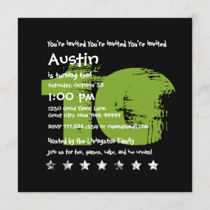 Invitation GREEN NOIR 10e fête d'anniversaire 10 ans V02B1