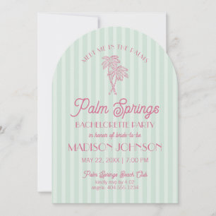 Invitation Green Palm Springs Pastel Beach Bachelorette Party
