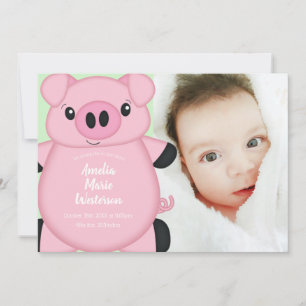 Invitation Green Pig Baby