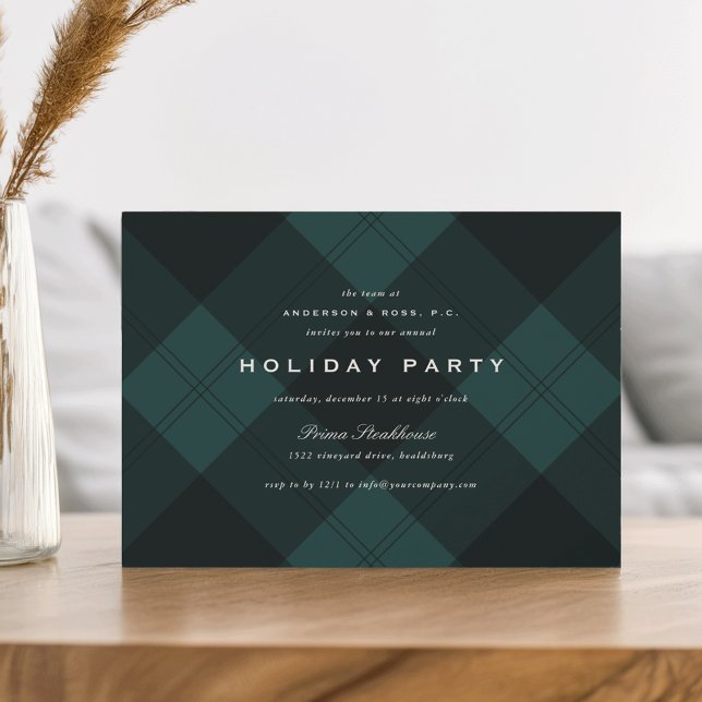 Invitation Green Plaid Business ou Corporate Holiday Party (Créateur téléchargé)