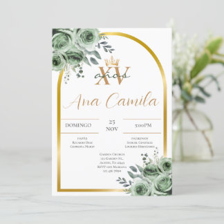 Invitation Green Quinceanera