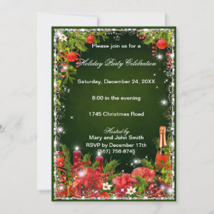 Invitation Green Red Eat Boire Soyez Joyeux Noël Fête