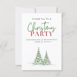 Invitation Green Red Modern Christmas