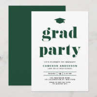 Green Retro Bold Typography Graduation Party
