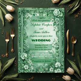 Invitation Green Rococo Garden Grand Baroque Opulence Wedding