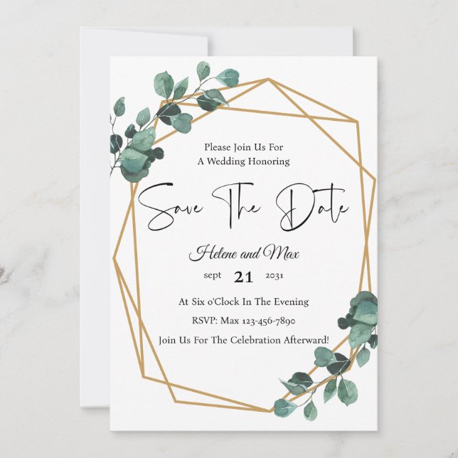 Invitation Green Romantic Photo Enregistrer La Date Invitatio (Devant)