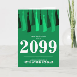 Invitation Green Row of Tassels Photo Graduation