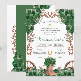 Invitation Green Rustique Ouest Charro Cowboy Boots Quince