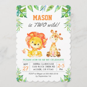 Invitation Green Safari Jungle 1er Garçon Premier anniversair