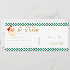 Invitation Green Santa Cheque Gift Voucher Card