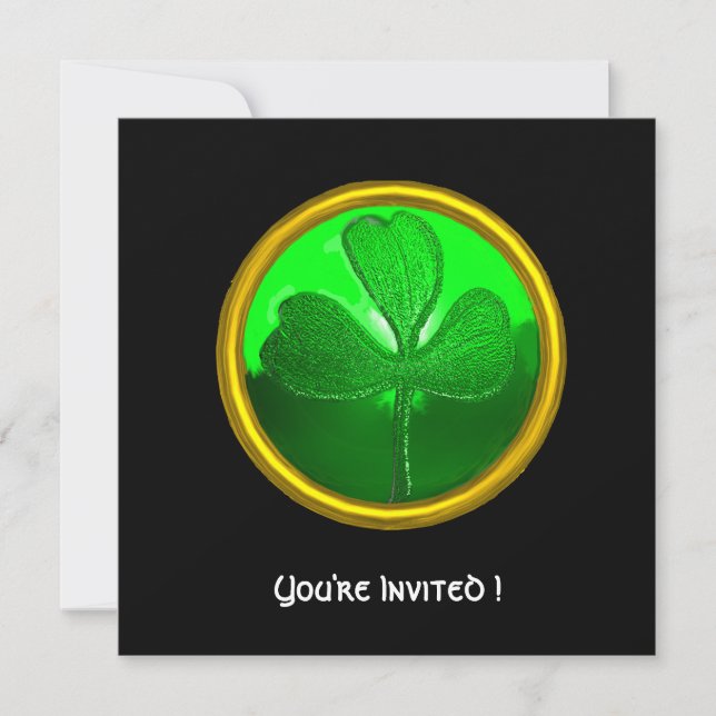 INVITATION GREEN SHAMROCK GEMSTONE, FÊTE DE LA JOURNÉE DE ST  (Devant)