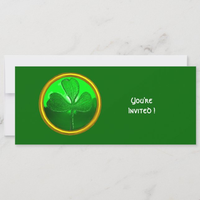 INVITATION GREEN SHAMROCK GEMSTONE, FÊTE DE LA JOURNÉE DE ST  (Devant)