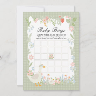 Invitation Green Silly Goose Floral En vichy Baby Bingo Jeu