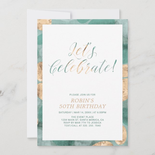 Invitation Green Simple Moderne Motif Adulte Anniversaire (Devant)