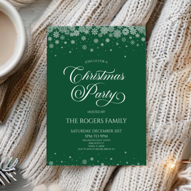 Invitation Green Snowflake Winter Christmas Party (Créateur téléchargé)