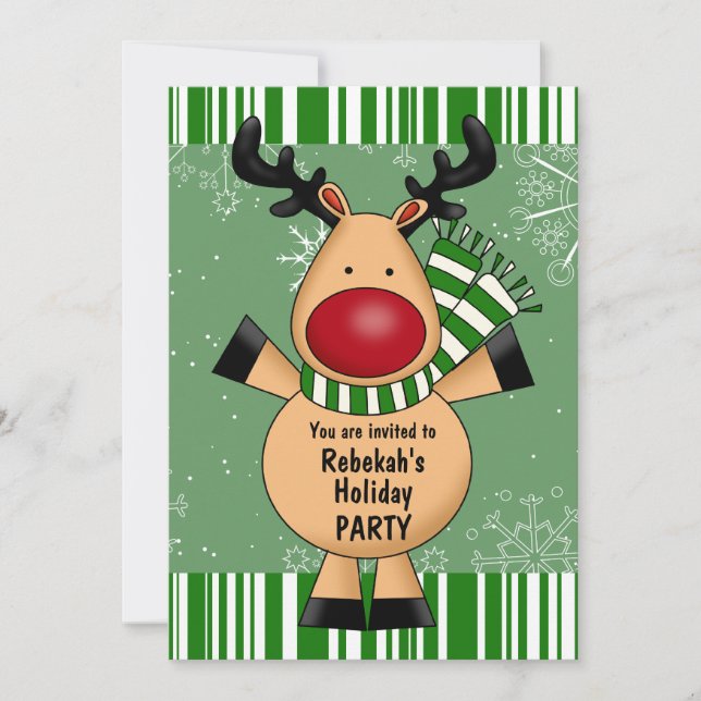 Invitation Green Stripes Reindeder (Devant)
