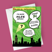 Green Superheros Comédie Livre Styled Anniversaire