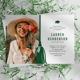 Invitation Green Tassel Photo Graduation Party