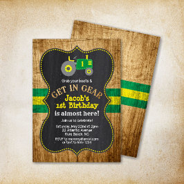 Invitation Green Tractor 1er anniversaire Boy Party Farm