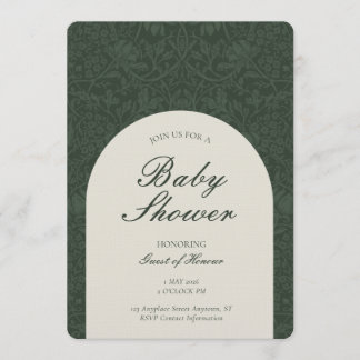 Invitation Green Traditional Floral Arts and Crafts Shower