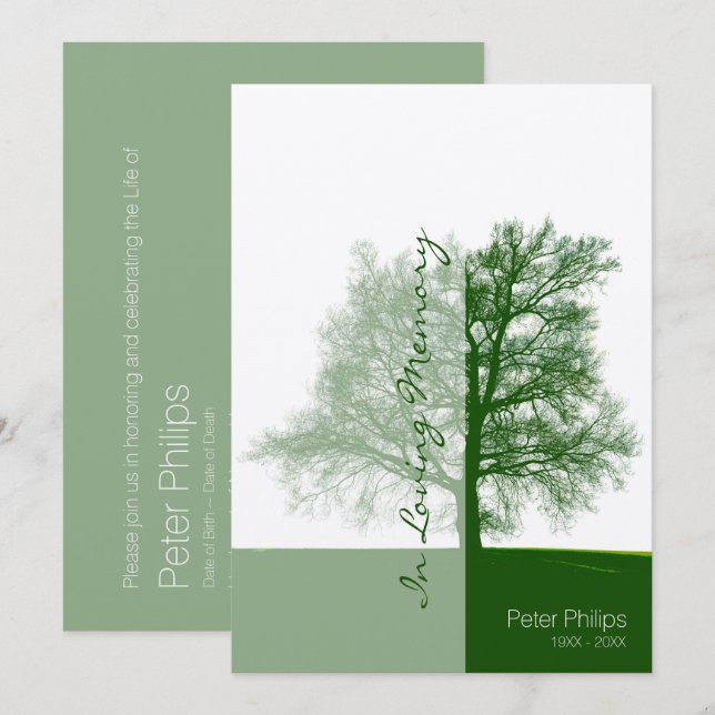 Invitation Green Tree 2 Celebration of Life Memorial Service (Devant / Derrière)