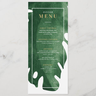 Invitation Green Tropical feuille menu du dîner