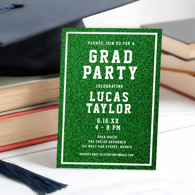 Invitation Green Turf Sports Grad Grad Grad Party (Créateur téléchargé)