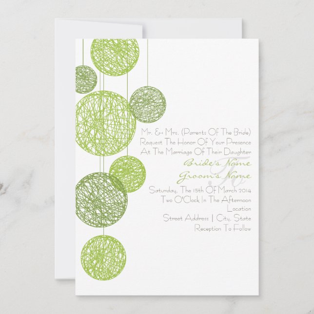 Invitation Green Twine Globes (Devant)