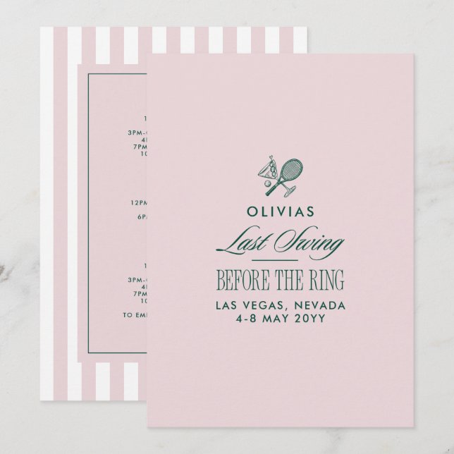 Invitation Green & White Striped Last Swing Before the Ring (Devant / Derrière)