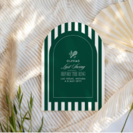 Invitation Green & White Striped Last Swing Before the Ring