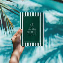 Invitation Green & White Striped Last Swing Before the Ring