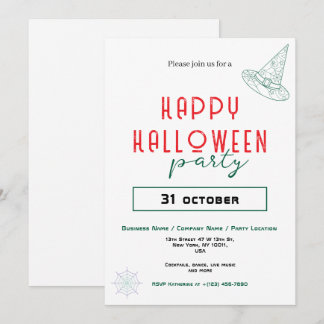 Invitation Green Witch Casquette Bureau d'affaires Halloween 