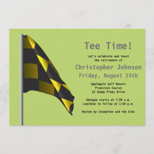 Invitation Green Yellow Golf Drapeau Retraite Party Invitatio