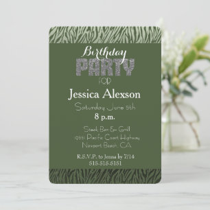 Invitation Green Zebra Imprimer Anniversaire