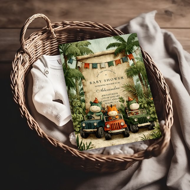 Invitation Greenery Dino Baby Shower (Créateur téléchargé)